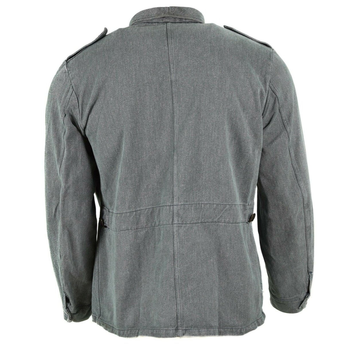 Giacca da lavoro d'esercito svizzero genuino giacca militare in denim grigio surplus vintage