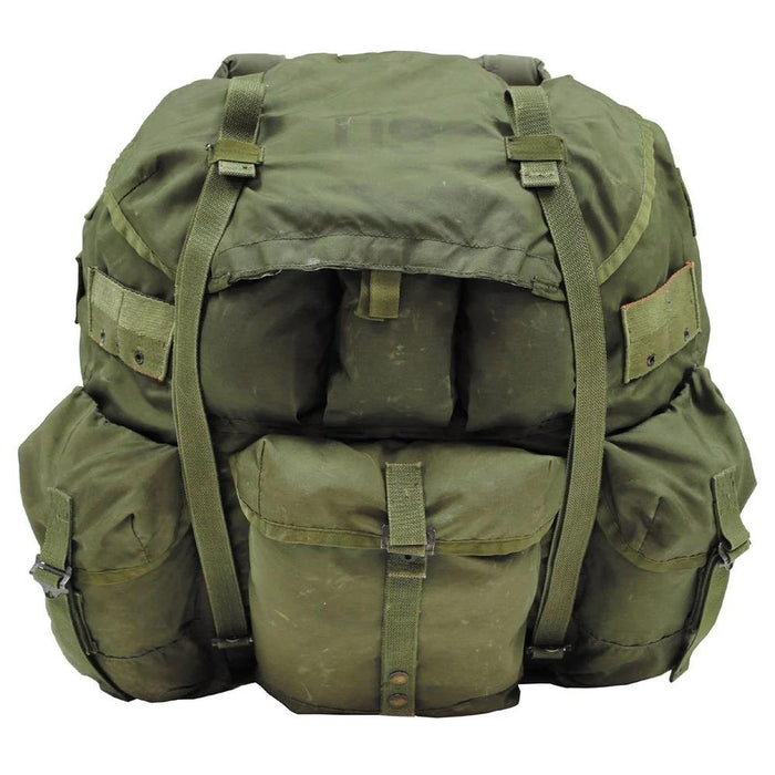 Zaino impermeabile da 50 litri autentico tipo ALICE militare vintage americano con tasche multiple e cinghie regolabili per il campeggio.