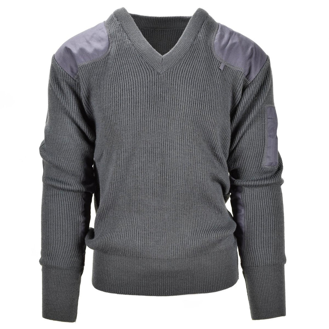 Pullover militare italiano grigio grigio maglione a V-Neck Sighi rinforzati