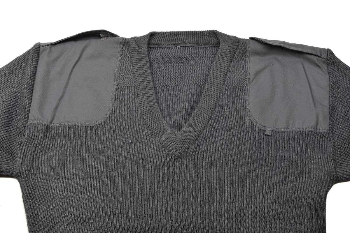 Pullover militare italiano grigio grigio maglione a V-Neck Sighi rinforzati