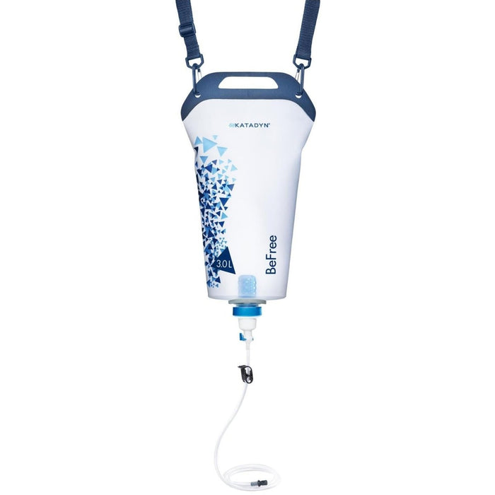 Filtro per l'acqua Katadyn BeFree Gravity 3L con sacca di idratazione e tubo a sgancio rapido per la purificazione dell'acqua all'aperto