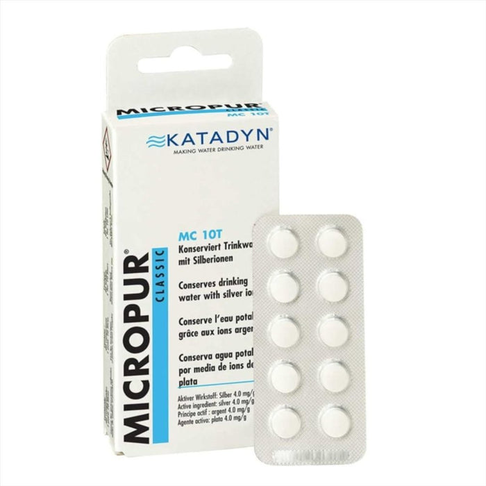 Katadyn Micropur Classic MC 10T Wasserreinigungstabletten, Packung mit 40 Tabletten zur Behandlung von jeweils 10 Litern