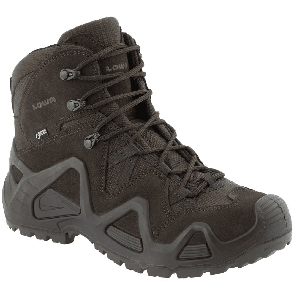 Lowa Zephyr GTX Mid TF Tactical Boots Waterproof Padded Shaft Dark Brown
