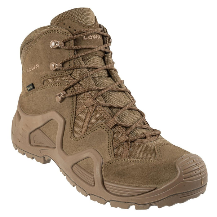 Scarpone tattico Lowa Zephyr GTX Mid TF in marrone coyote con membrana GORE-TEX e suola robusta per resistenza all'acqua