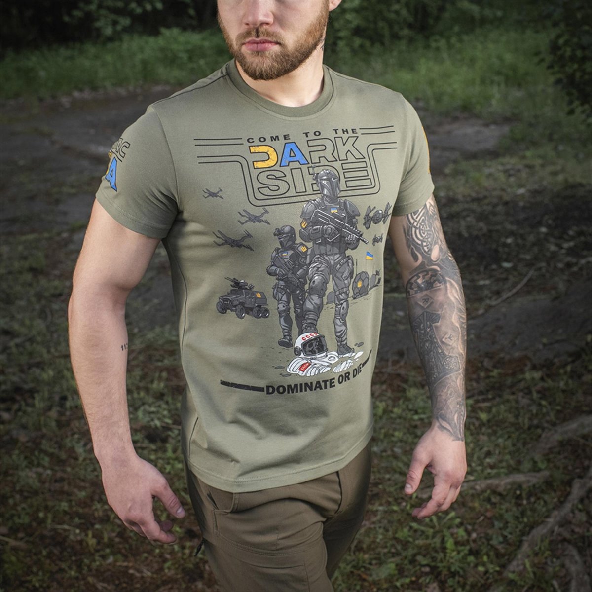 M-TAC Military style classic T-Shirt short sleeve underwear Ukrainian flag Olive