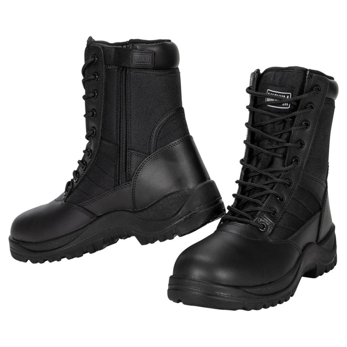Bottes de combat tactiques Magnum Centurion 8.0 en cuir noir et nylon avec fermeture éclair latérale et semelle à haute traction