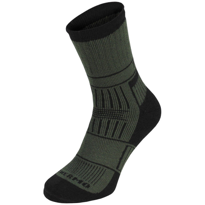 MFH Alaska Thermosocken, trockene Füße, gepolsterte Sohle, integrierte Fußgewölbeunterstützung, Oliv – GoMilitar