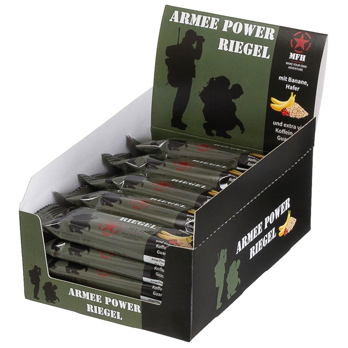 MFH Army Power Bar 60g Caffeine Energy Bar Outdoor Snack Banana Guarana Flavor