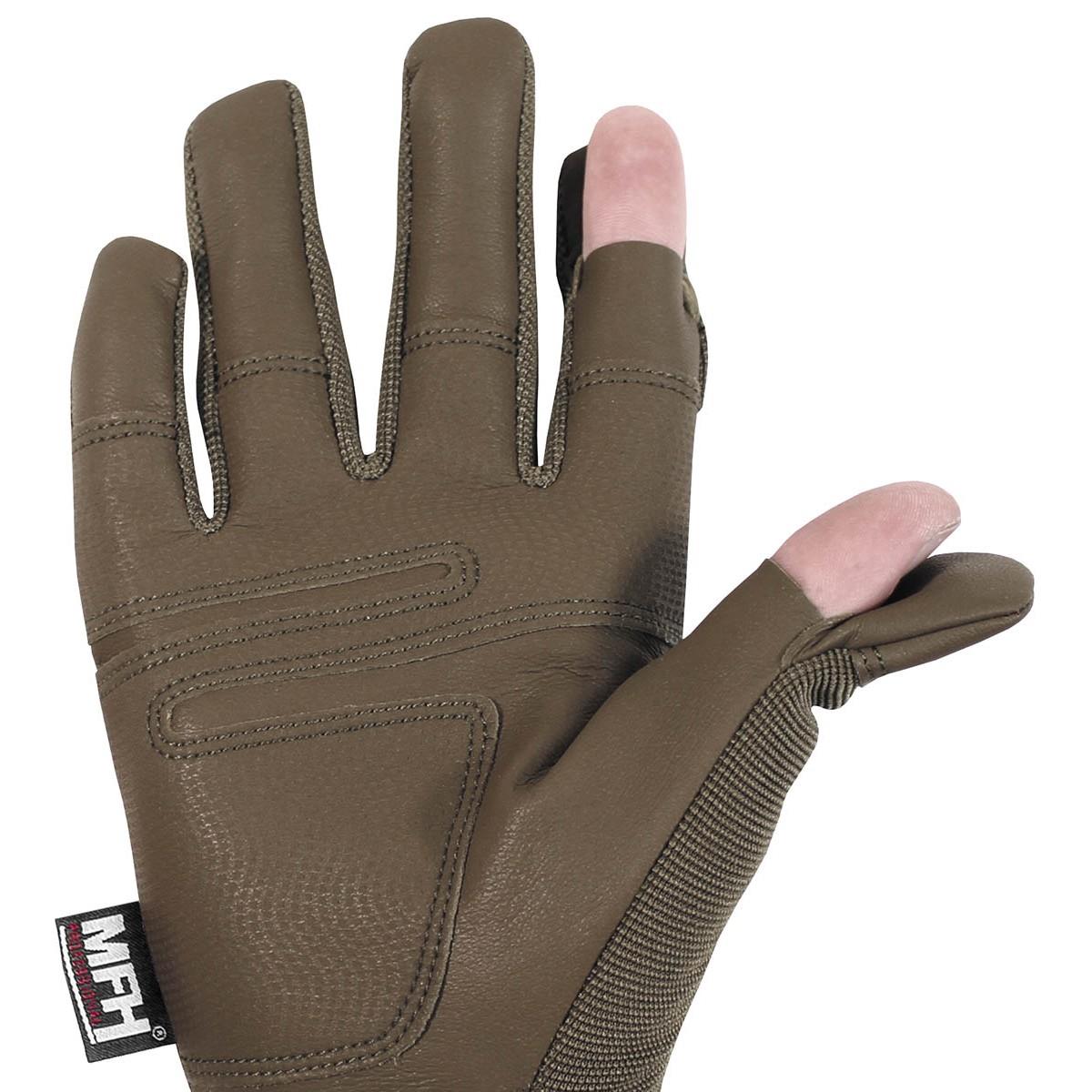MFH Brand tactical gloves durable coyote combat free forefinger thumb breathable