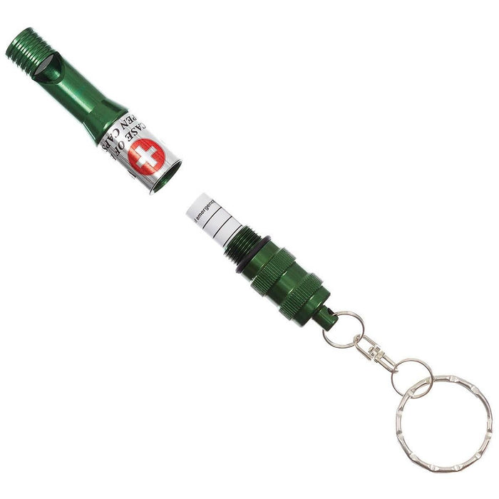 MFH Notfallpfeife, wasserdichter Schlüsselanhänger, OD-Kapsel, eloxiertes Aluminium, oliv – GoMilitar