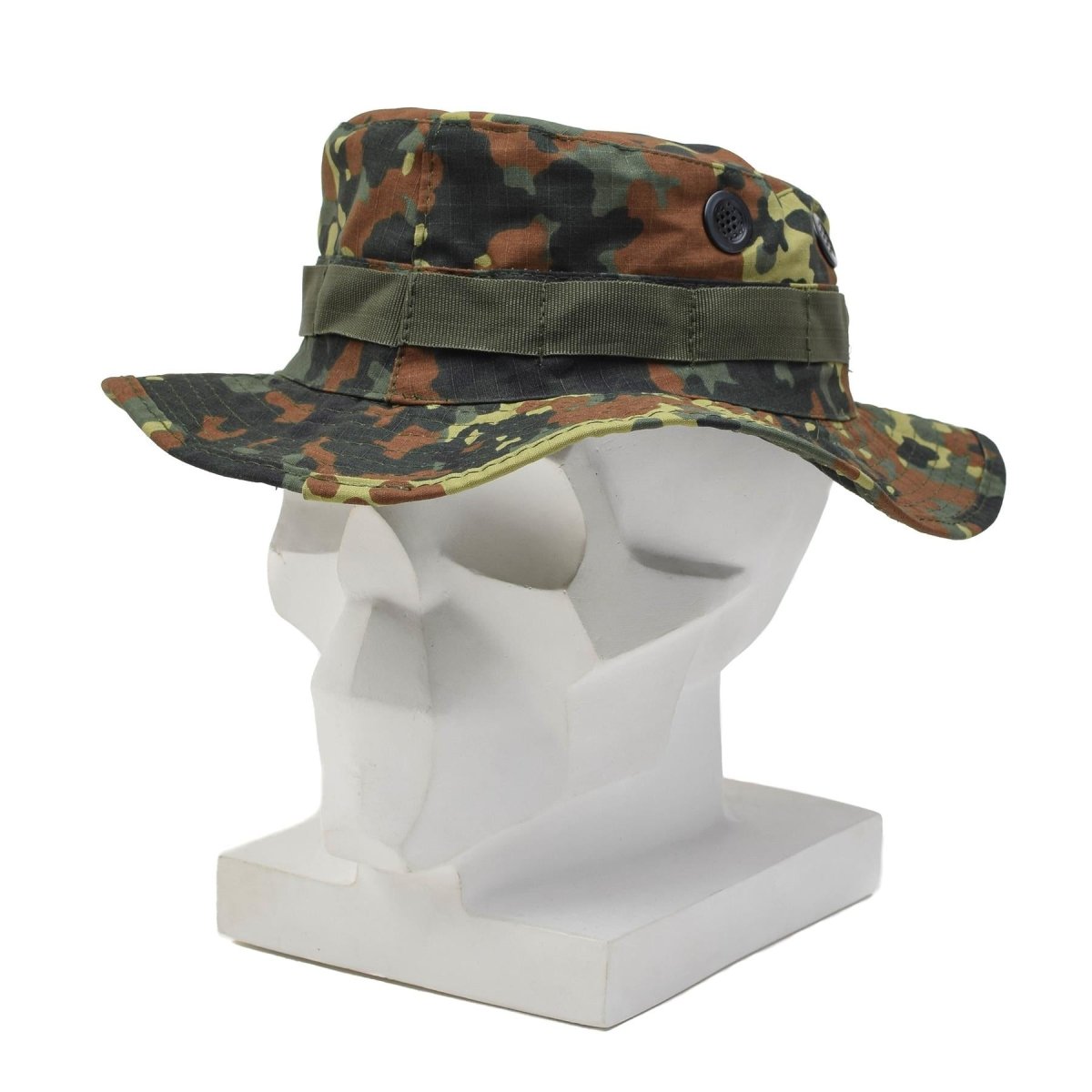 MFH Militärhut mit mehrfach gesteppter Krempe, umlaufenden Schlaufen, Flecktarn-Camouflage