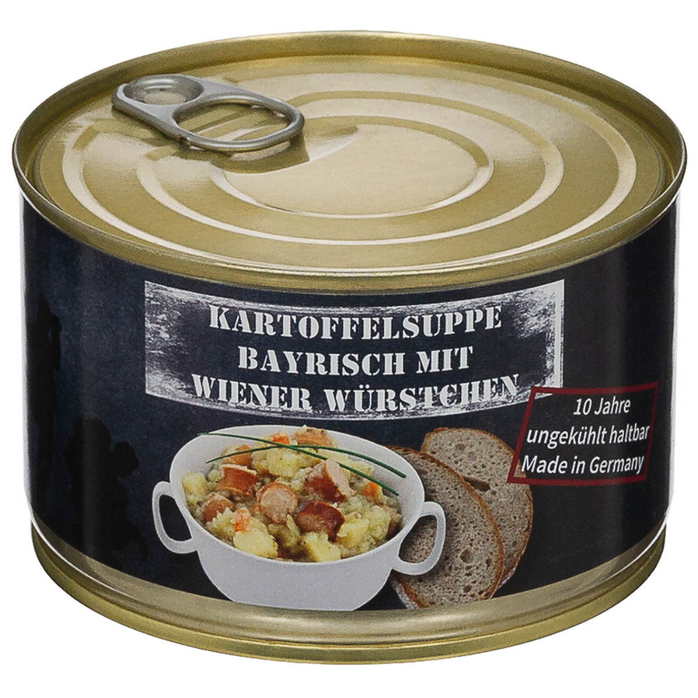 MFH Soupe de Pommes de Terre Saucisse Saucisse 400g en Conserve de Nourriture de Camping en Plein air Longue durée de Conservation