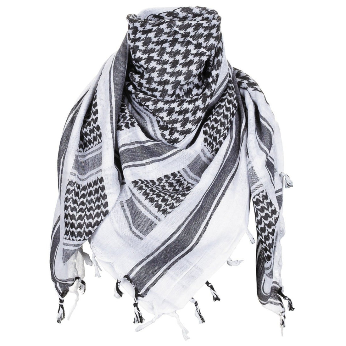 MFH Sciarpa Shemagh Classica tattica in cotone Desert Wrap Nero Bianco