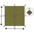 MFH Tarp Extreme Plane 3 x 3 m wasserdichter Schutz winddichter Zelt-Sonnenschutz