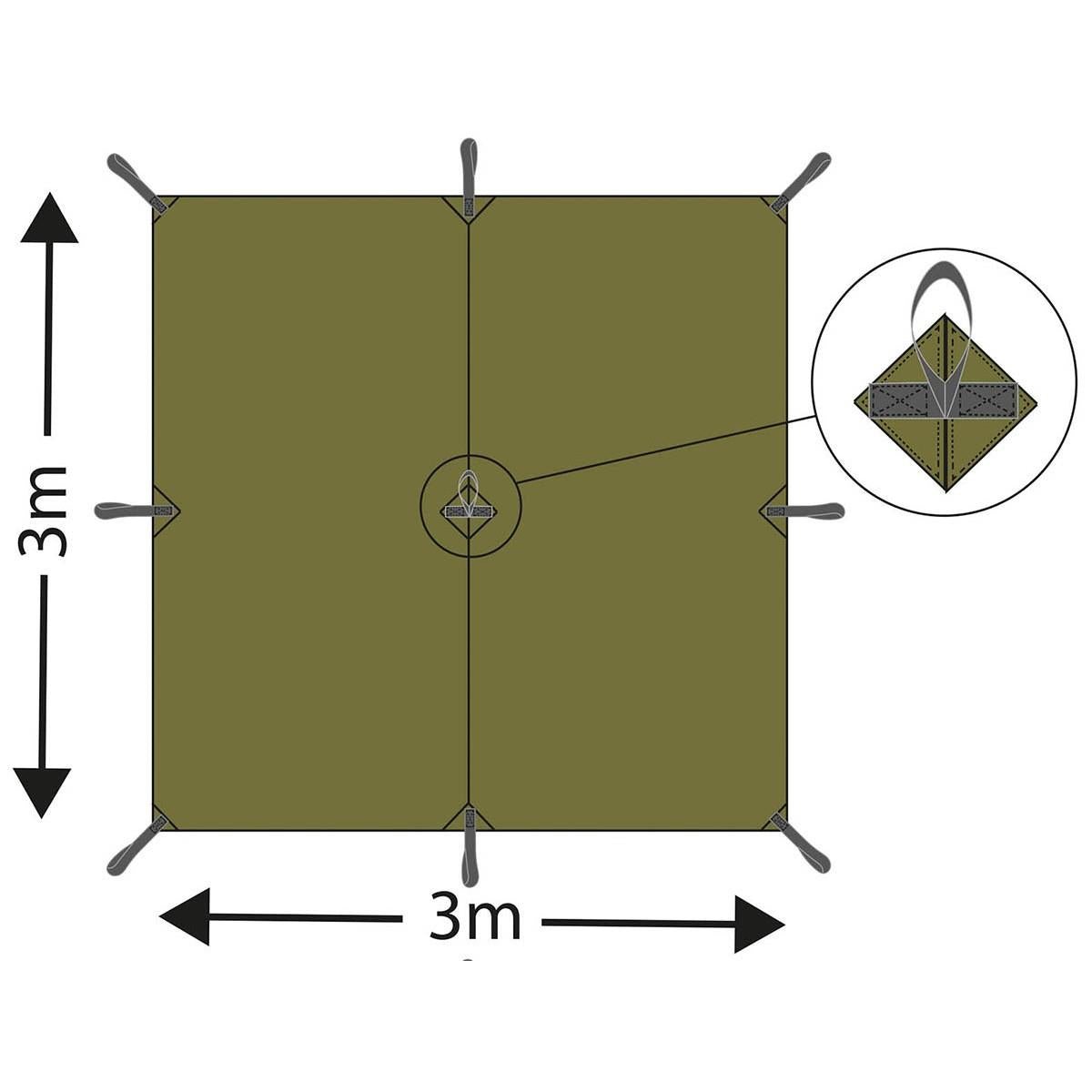 MFH Tarp Extreme Plane 3 x 3 m wasserdichter Schutz winddichter Zelt-Sonnenschutz