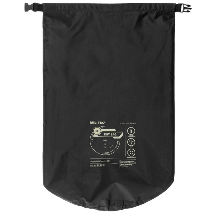 Borsa stagna MIL-TEC da 5 litri, chiusura superiore impermeabile, per riporre attrezzi da esterno, nera - GoMilitar
