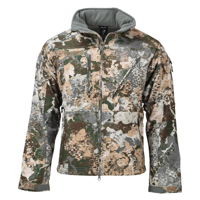 MIL-TEC Armee-Softshell-Taktikjacke, Fleece, wasserdichte Kapuze, 3-lagiges Laminat – GoMilitar