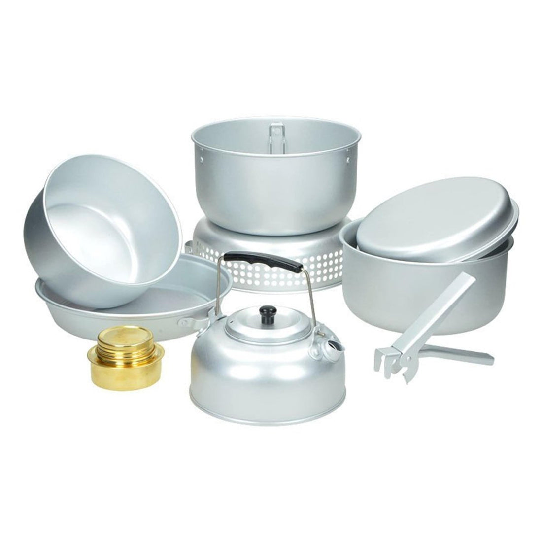 Ensemble de réchaud de camping MIL-TEC, kit de batterie de cuisine d'extérieur, brûleur à alcool, casserole en aluminium