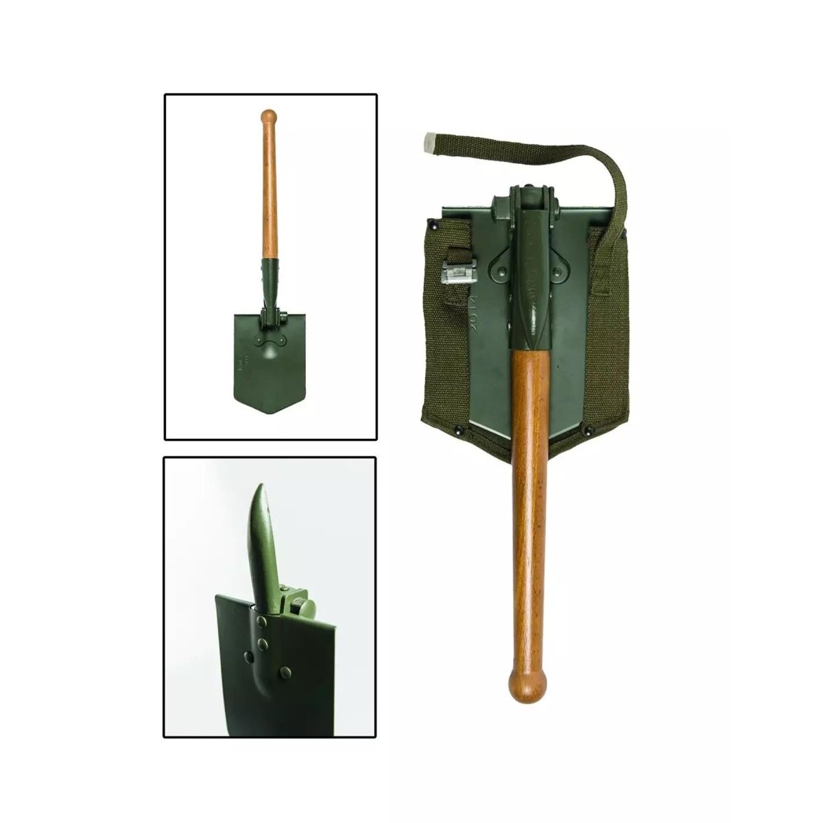 MIL-tec Foldable Schaufel 63 cm Länge Stahlblattholzhandle Abdeckung enthalten