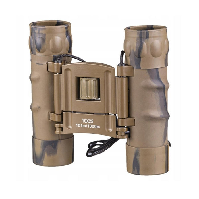 Binocolo pieghevole MIL-TEC Gen II 10x25 in mimetica desertica con diottrie regolabili e design compatto e pieghevole