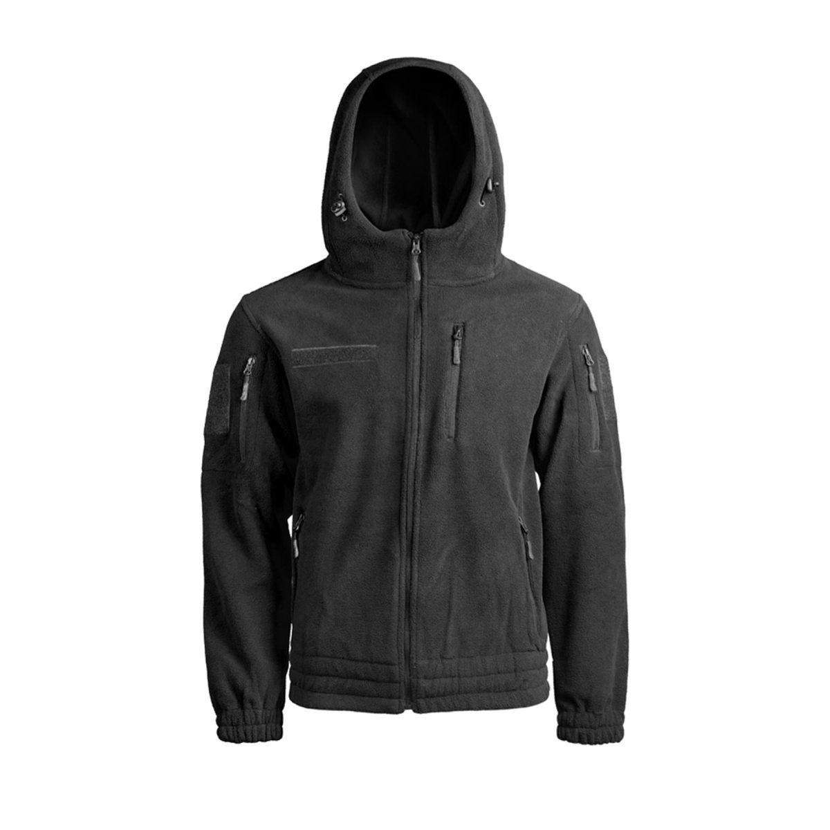 MIL-TEC GEN II Fleecejacke Warm Verstärkte Ellbogen Kapuze Brusttasche Schwarz