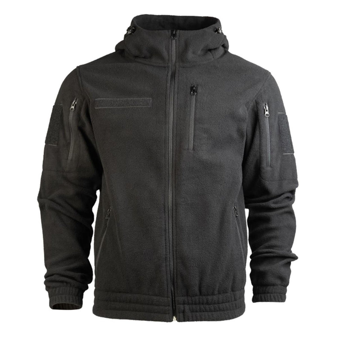MIL-TEC GEN II Fleecejacke Warm Verstärkte Ellbogen Kapuze Brusttasche Schwarz