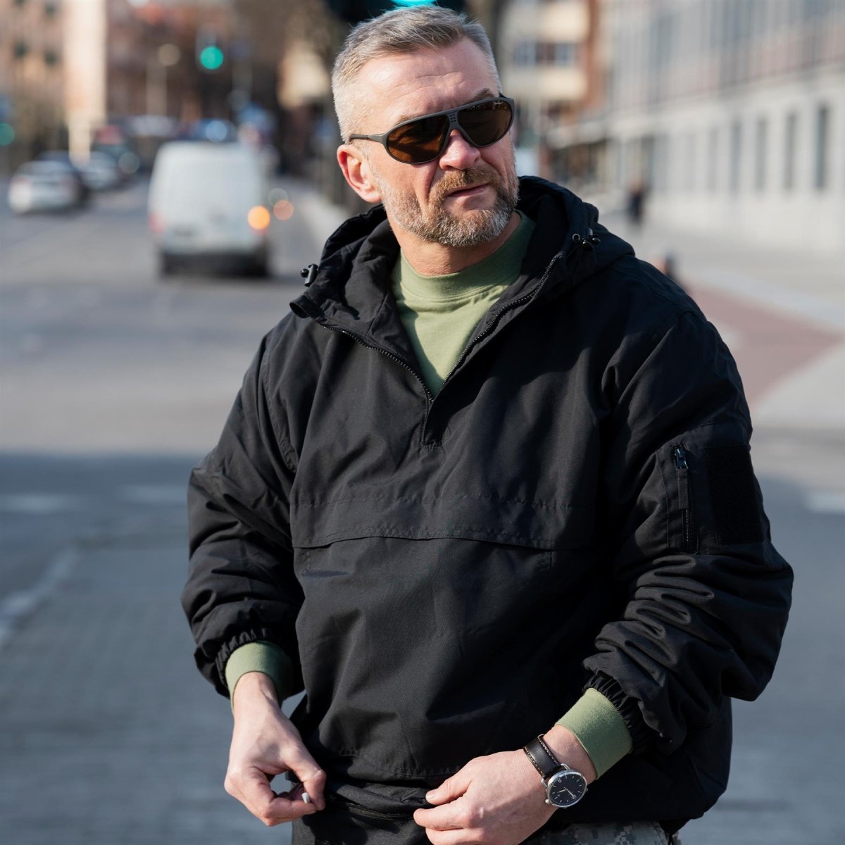 MIL-TEC Deutsche Militärjacke Kampfjacke winddicht mit Kapuze und Fleecefutter schwarz NEU