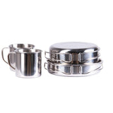 Batterie de cuisine d'extérieur MIL-TEC 8 pièces en acier inoxydable pour camping, casserole, tasse, assiette