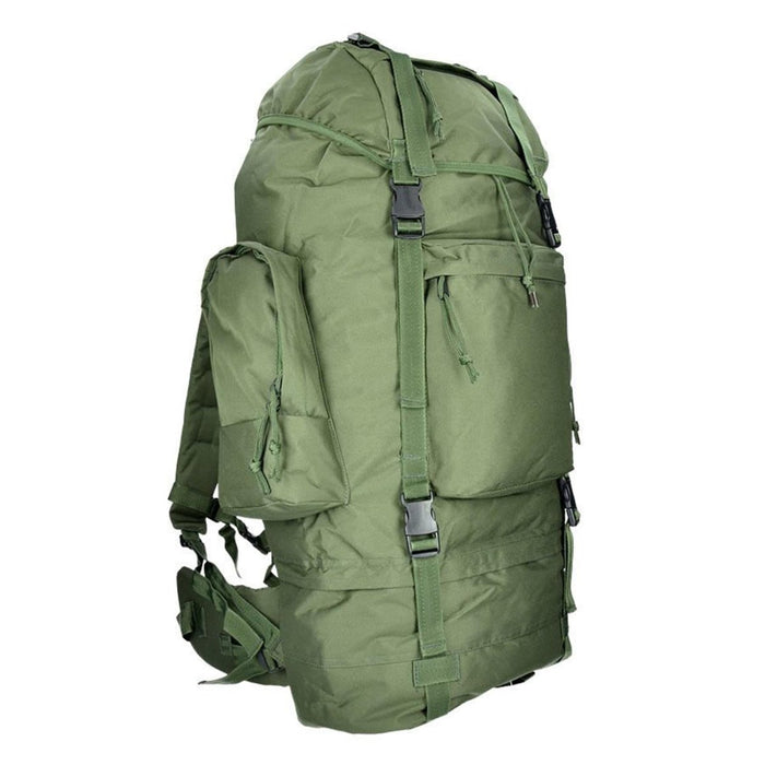 Zaino da trekking tattico verde MIL-TEC RANGER 75L con scomparti multipli e cinghie regolabili per avventure all'aria aperta
