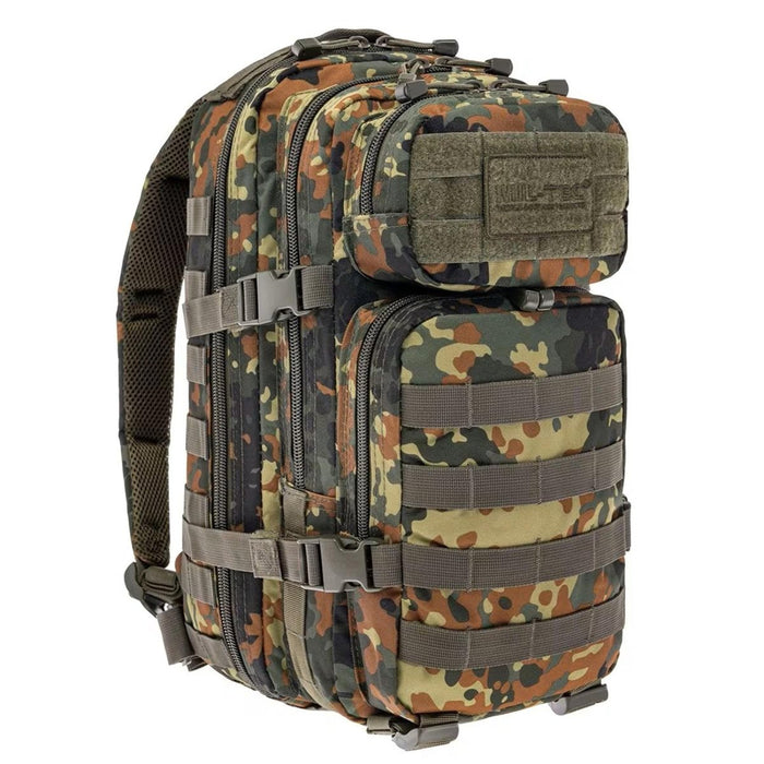 MIL-TEC U.S. Assault Taktischer Rucksack 20L Flecktarntarn mit MOLLE-System und gepolsterten Trägern zum Wandern und Outdoor-Einsatz