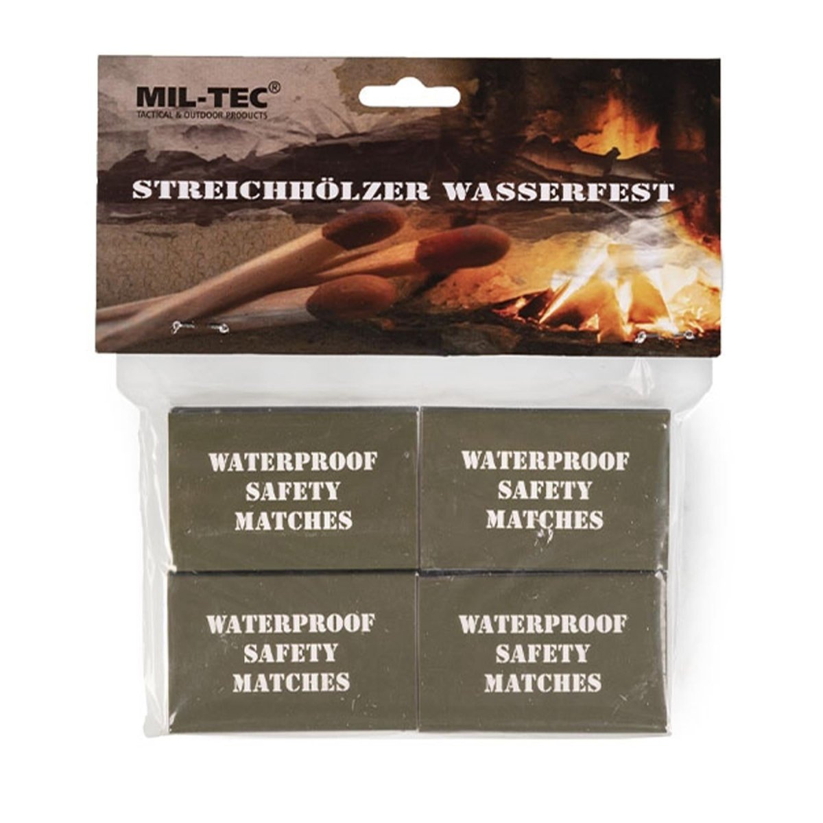 MIL-TEC Lot de 4 allumettes résistantes à l'eau 35 allumettes de survie en camping en plein air