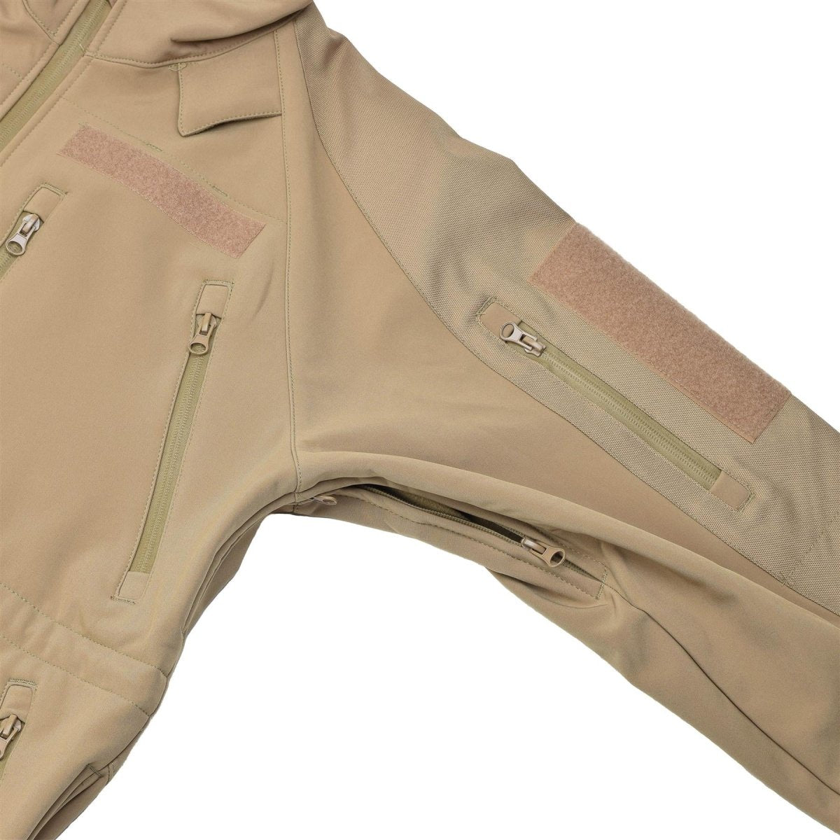 MIL-TEC windproof hiking jacket soft shell stormproof zips fleece liner Coyote