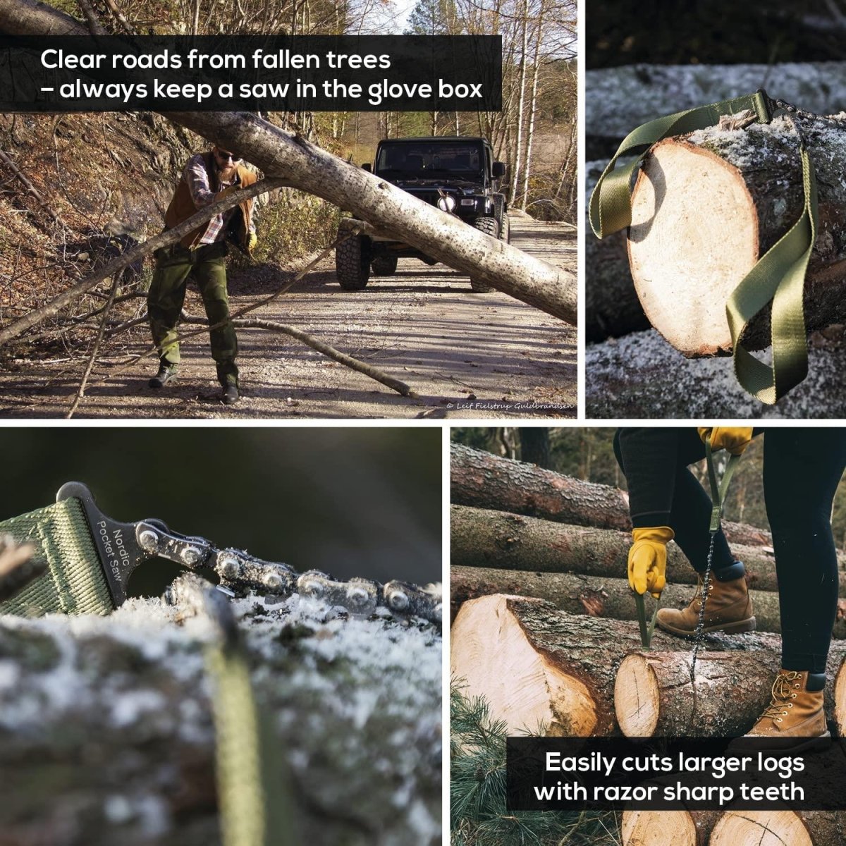NORDIC POCKET SAW tragbares Survival-Werkzeug hochwertige Wander-Kettensäge orange Griffe