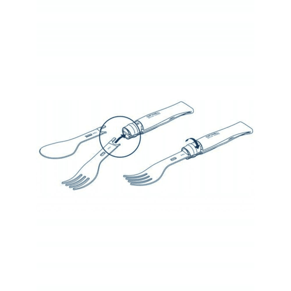 Opinel Picnic+ N°08 Set Posate Coltello Pieghevole Cucchiaio Forchetta Camping Faggio