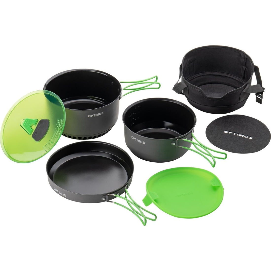 Optimus Terra Camp 4 Topfset Kochset antihaftbeschichtet Camping Camper Outdoor Set 7-teilig