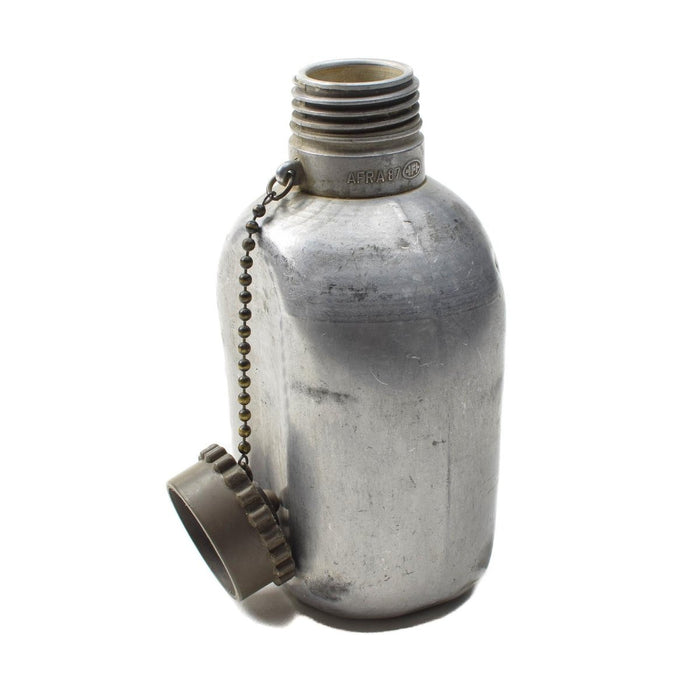 Boccetta in alluminio originale da mensa dell'esercito austriaco con coperchio a vite in plastica surplus militare - GoMilitar