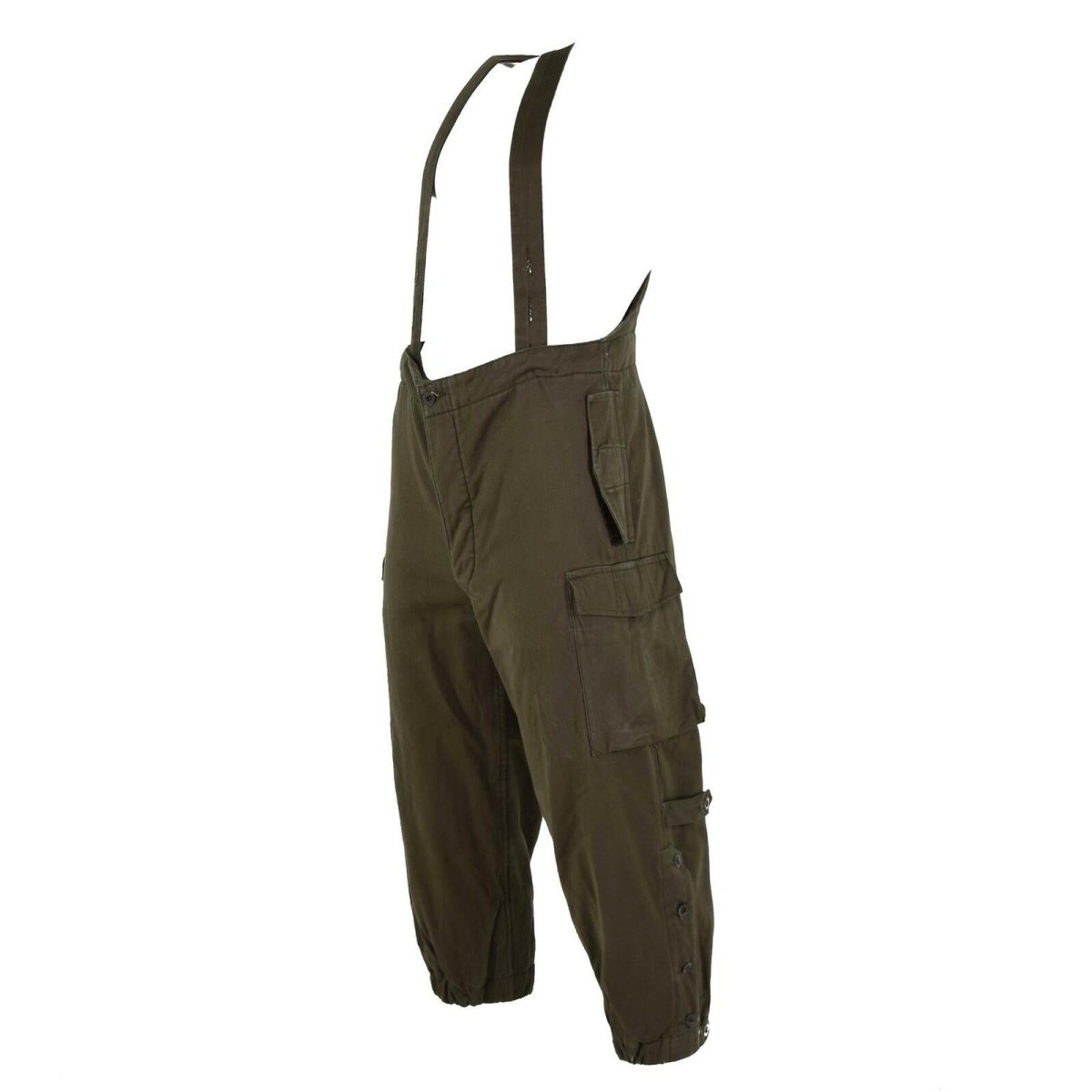 Original Austrian army combat pants bib military olive OD overall w braces NEW