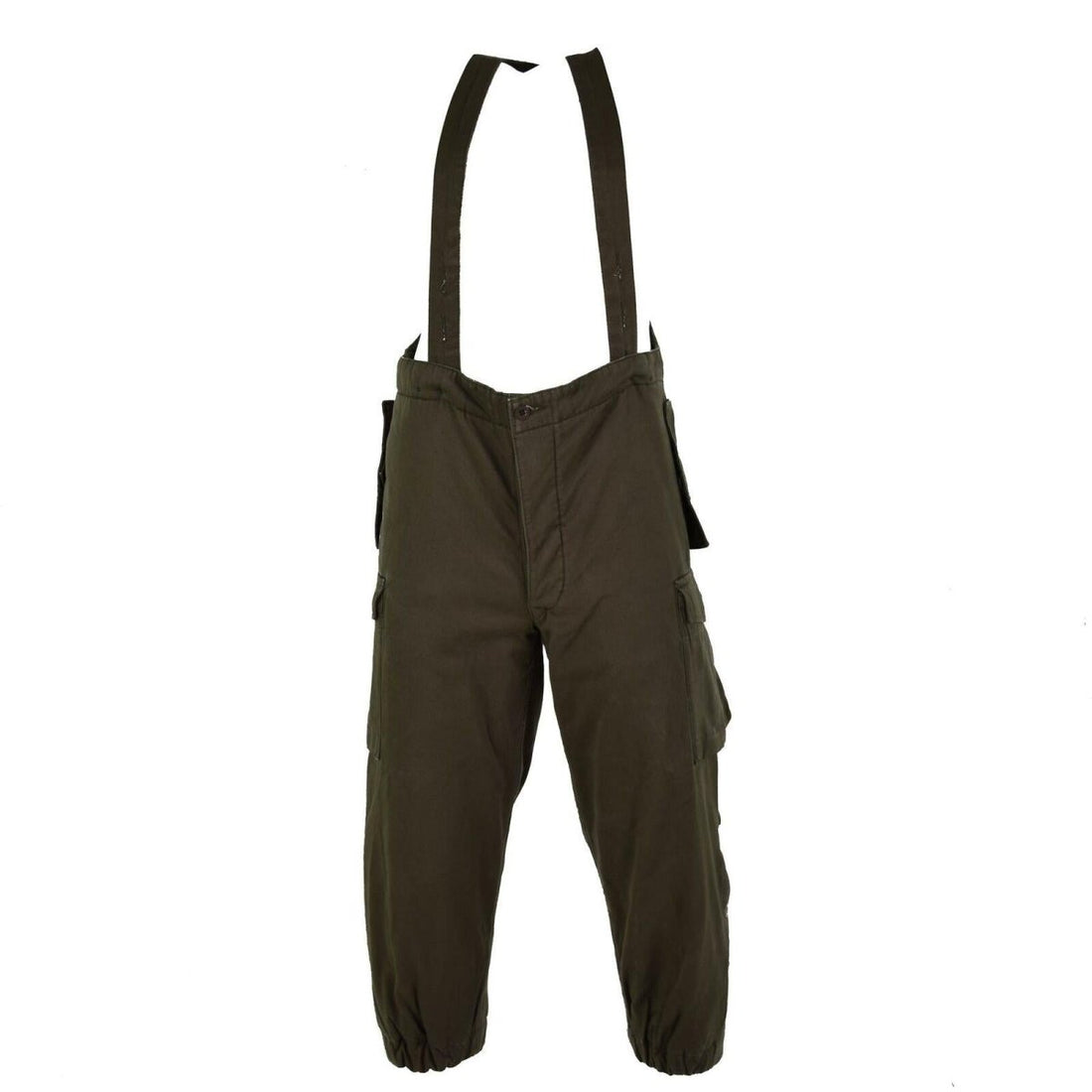 Original Austrian army combat pants bib military olive OD overall w braces NEW