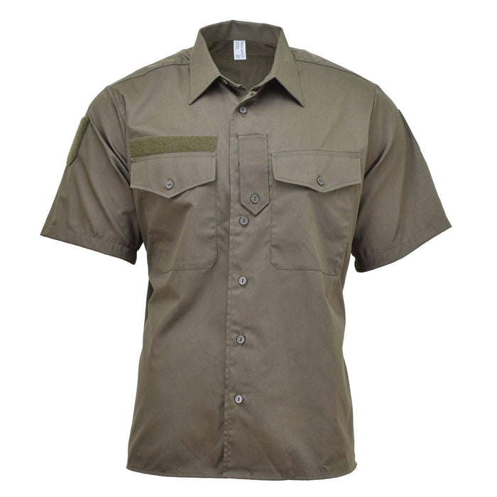Camicia da campo da combattimento originale a maniche corte verde oliva leggera M65 dell'esercito austriaco con tasche