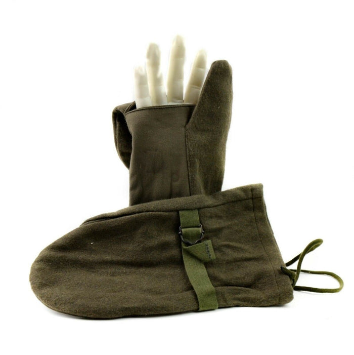 Original Austrian Army Wool Trigger Finger Mittens Winter Gloves Olive - GoMilitar