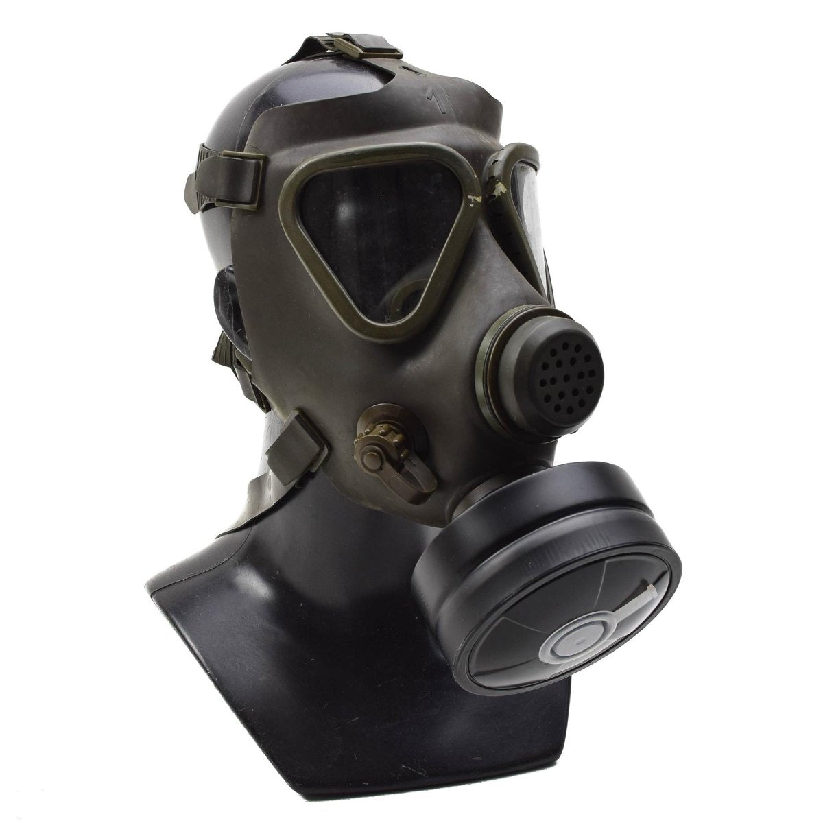Ensemble de masque à gaz Drager militaire autrichien original, olive de collection militaire utilisée