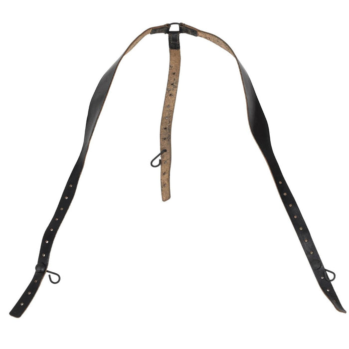 Bretella Y originale militare austriaca in pelle - cinturino regolabile nero vintage - GoMilitar