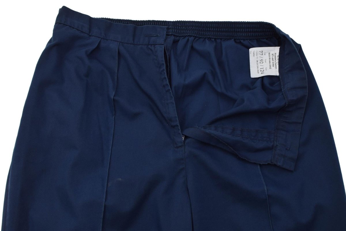 Original British Army Medic Trousers Pleated Front Elastic Waist Navy Blue