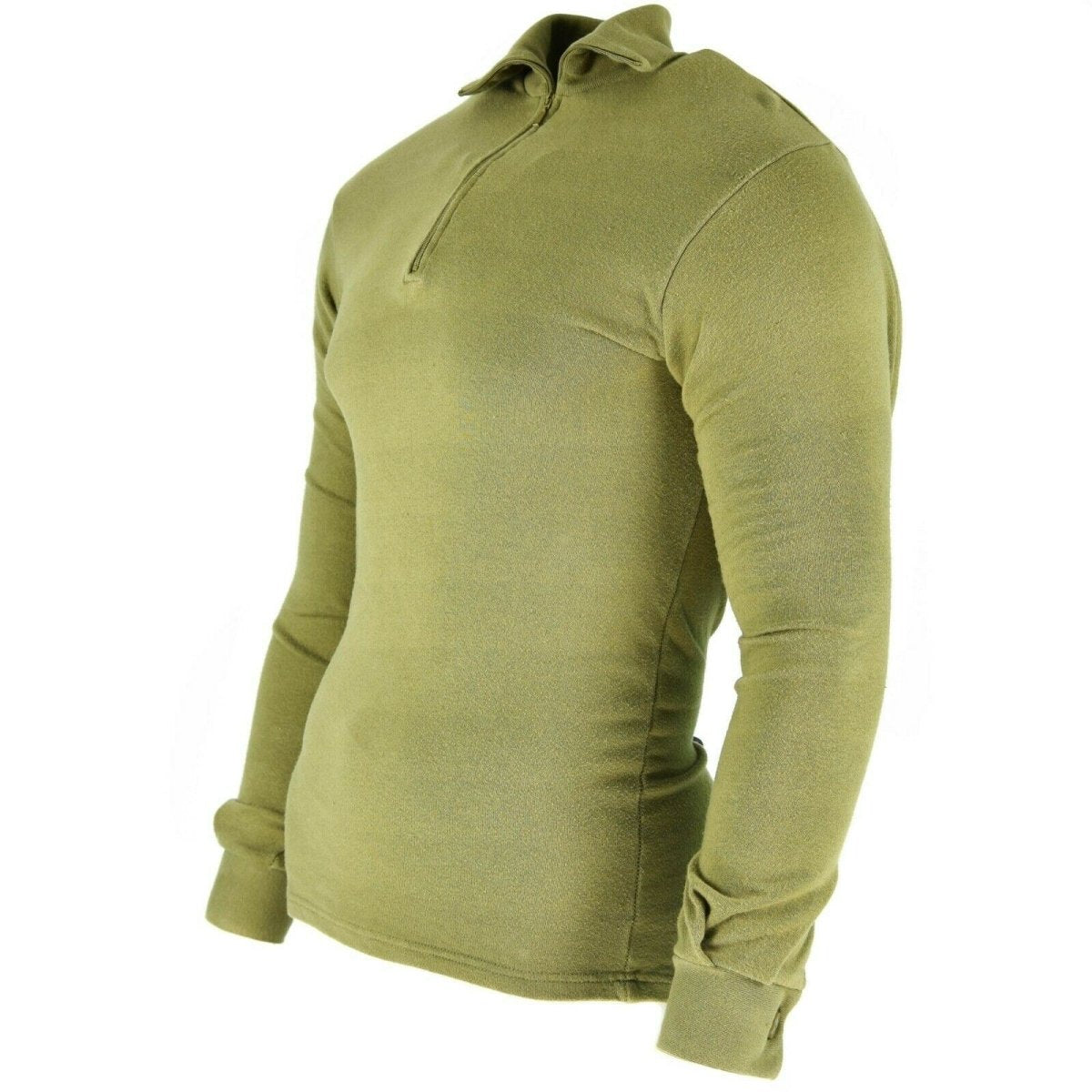 Original British army tricot shirt zipper Undershirt zipped thermal Green OD