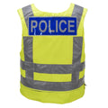 Original britische Polizei-Körperschutzweste für zwei Zwecke, gut sichtbar, gelb