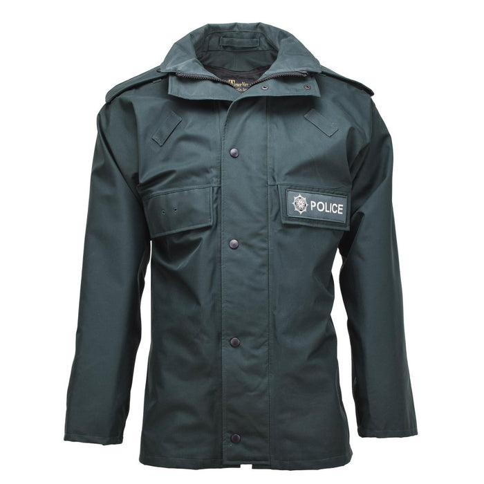 Original britischer Polizeiuniform-Anorak, wasserdichter Parka-Regenmantel, ungefüttert, grün – GoMilitar