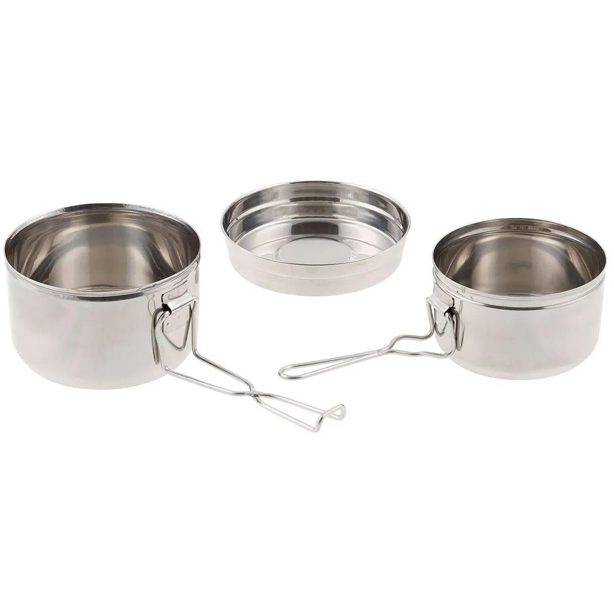 Original Czech Army stainless steel mess tin set camping outdoor cooking pot pan