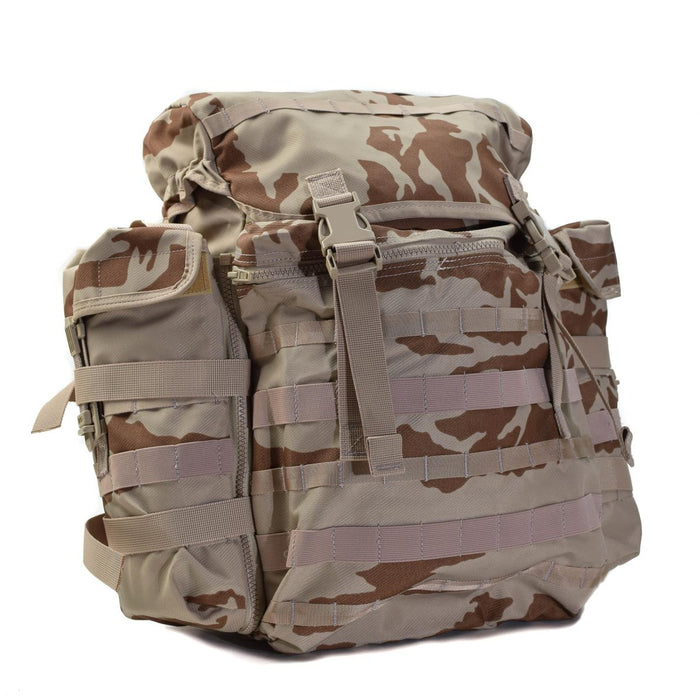 Sac à dos camouflage désert militaire d'origine tchèque de 30 L avec système MOLLE, sangles à dégagement rapide et grandes poches latérales
