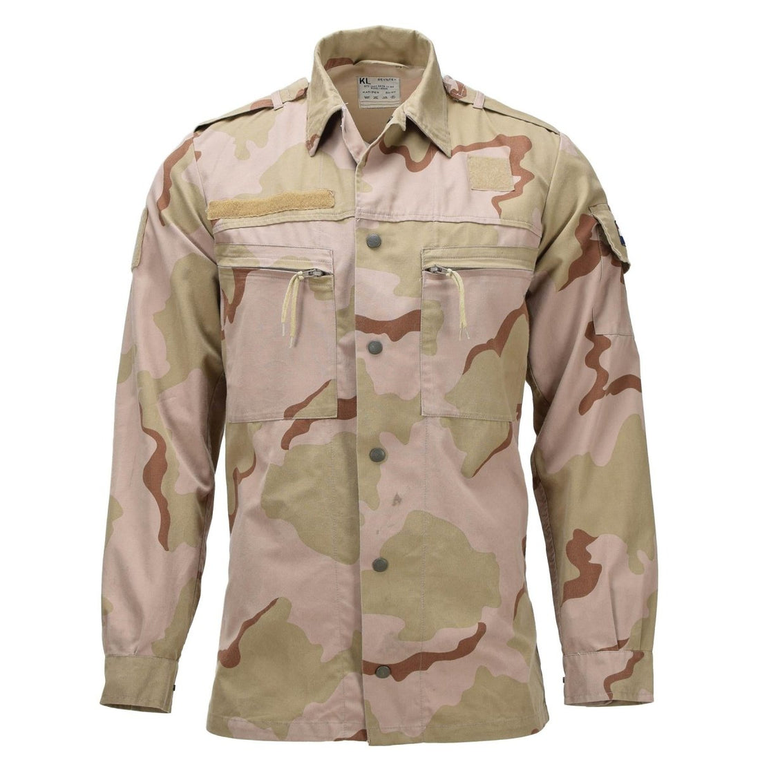 Camicia da campo militare olandese originale chiusura con bottoni automatici mimetica desertica a 3 colori