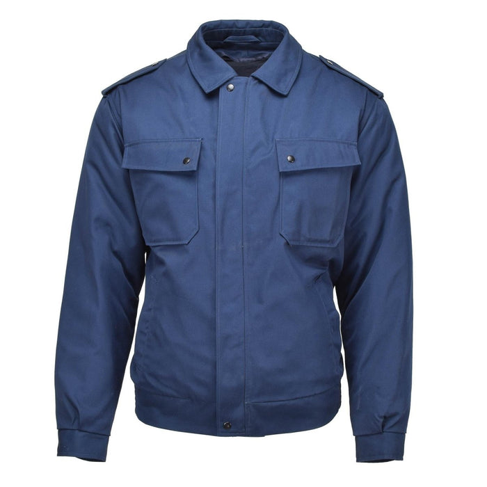 Giacca militare olandese originale in blu con fodera trapuntata staccabile, resistente e caldo parka in eccedenza dell'esercito olandese.